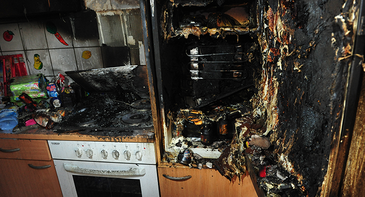 Kitchen Damage from an Apartment Fire 