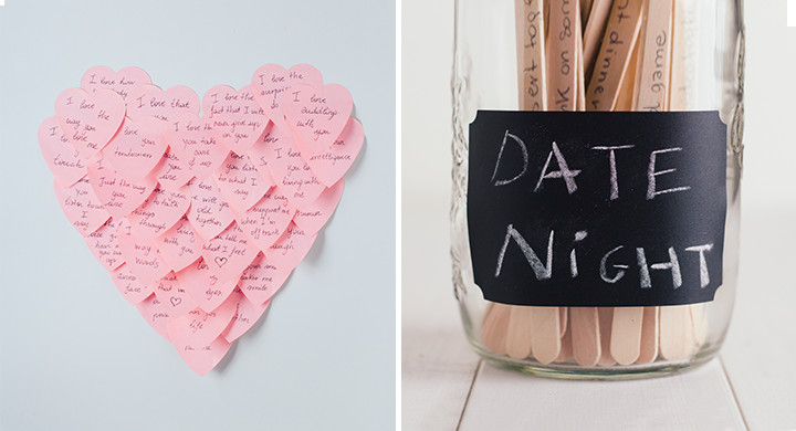 Date Night Jar and a Heart Made of Desk Notes