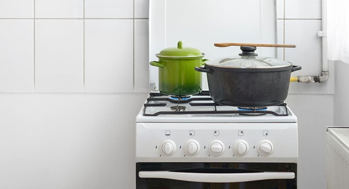 Stovetop with Two Pots on It 