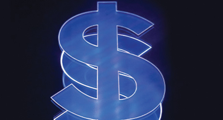 Illuminated dollar sign stacked