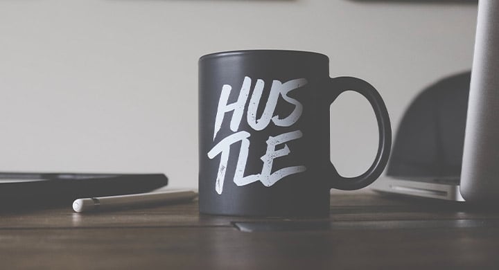 Coffee Cup That Says Hustle 
