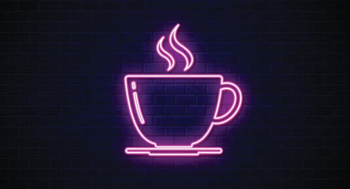 Pink neon coffee cup